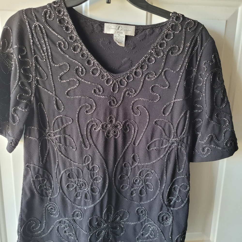 Elegant Black Beaded Top